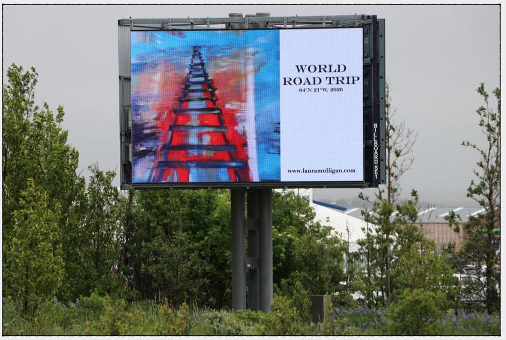 World Road Trip billboard, Selfoss, Iceland