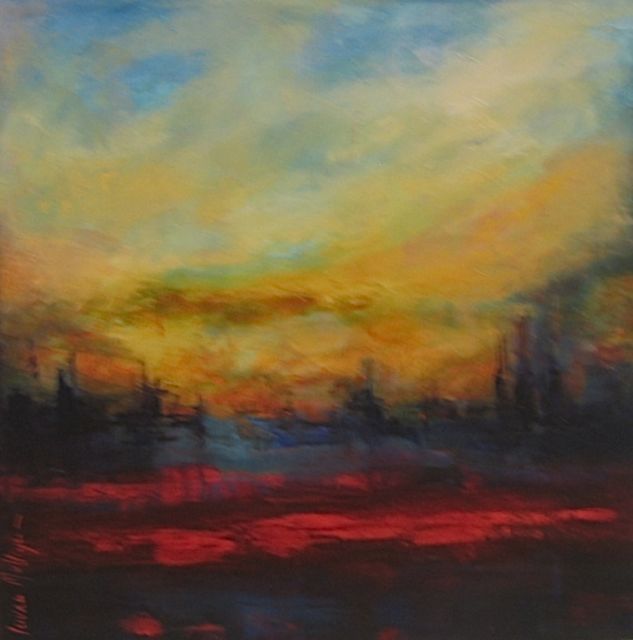 First Light over the City. Oil on canvas