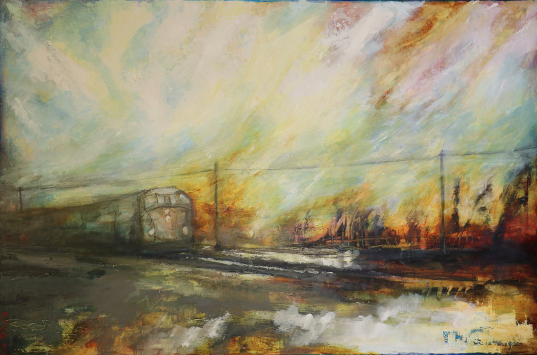 Arrival in a New Country, acrylic on canvas, by Laura Mulligan
